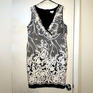 Beauport Black Little Black And Off White Dress Sz 16W